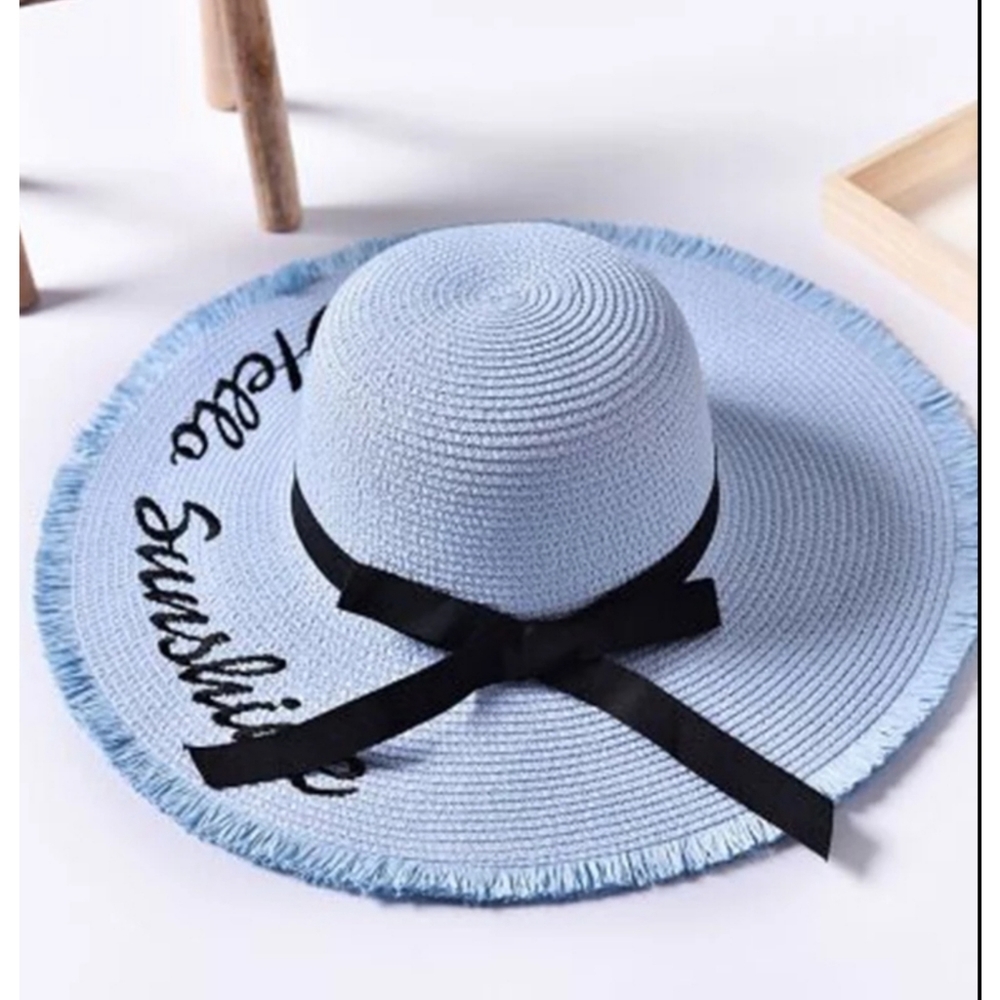 🧡IN STOCK🧡 BABY BLUE Embroidered SunHat - Picture 1 of 5